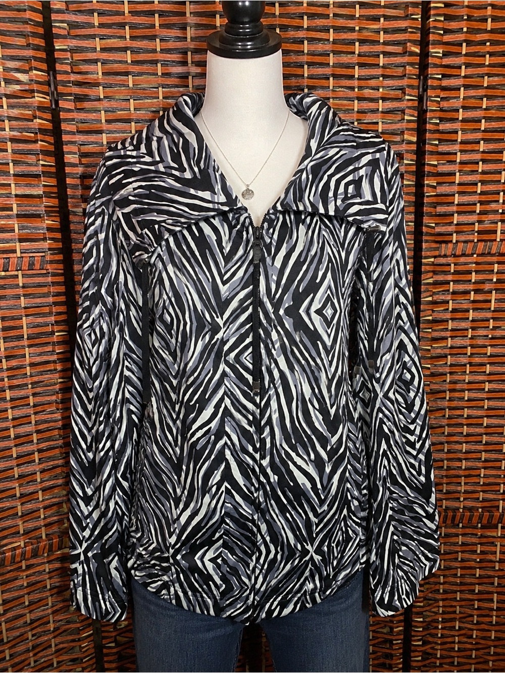 Dana Buchman Zebra Print Lightweight Jacket Size XL